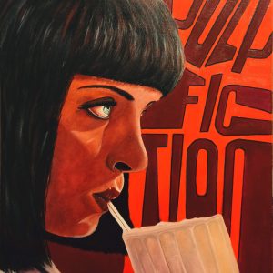 Mia Wallace y su Batido de 5 Dólares - Pintura Acrílica Contemporánea Inspirada en Pulp Fiction