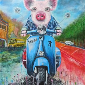 Chema Velasco Un cerdo en una Vespa